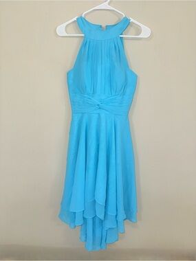 Aqua Halter High-Low Chiffon Dress